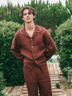 Harry Men's Linen Pyjama Set | Terracota