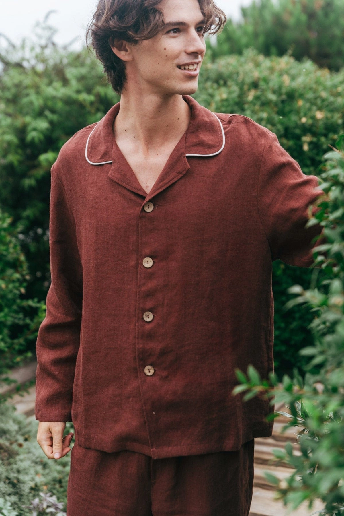 Harry Men's Linen Pyjama Set | Terracota