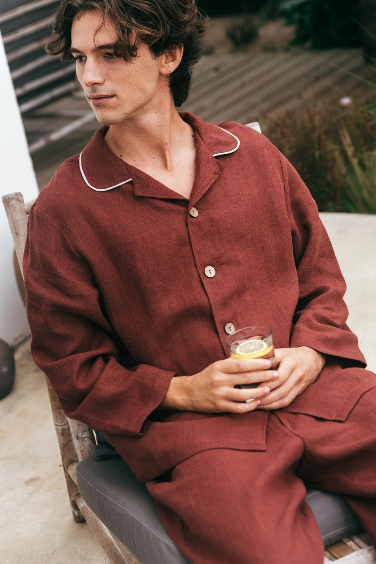 Harry Men's Linen Pyjama Set | Terracota