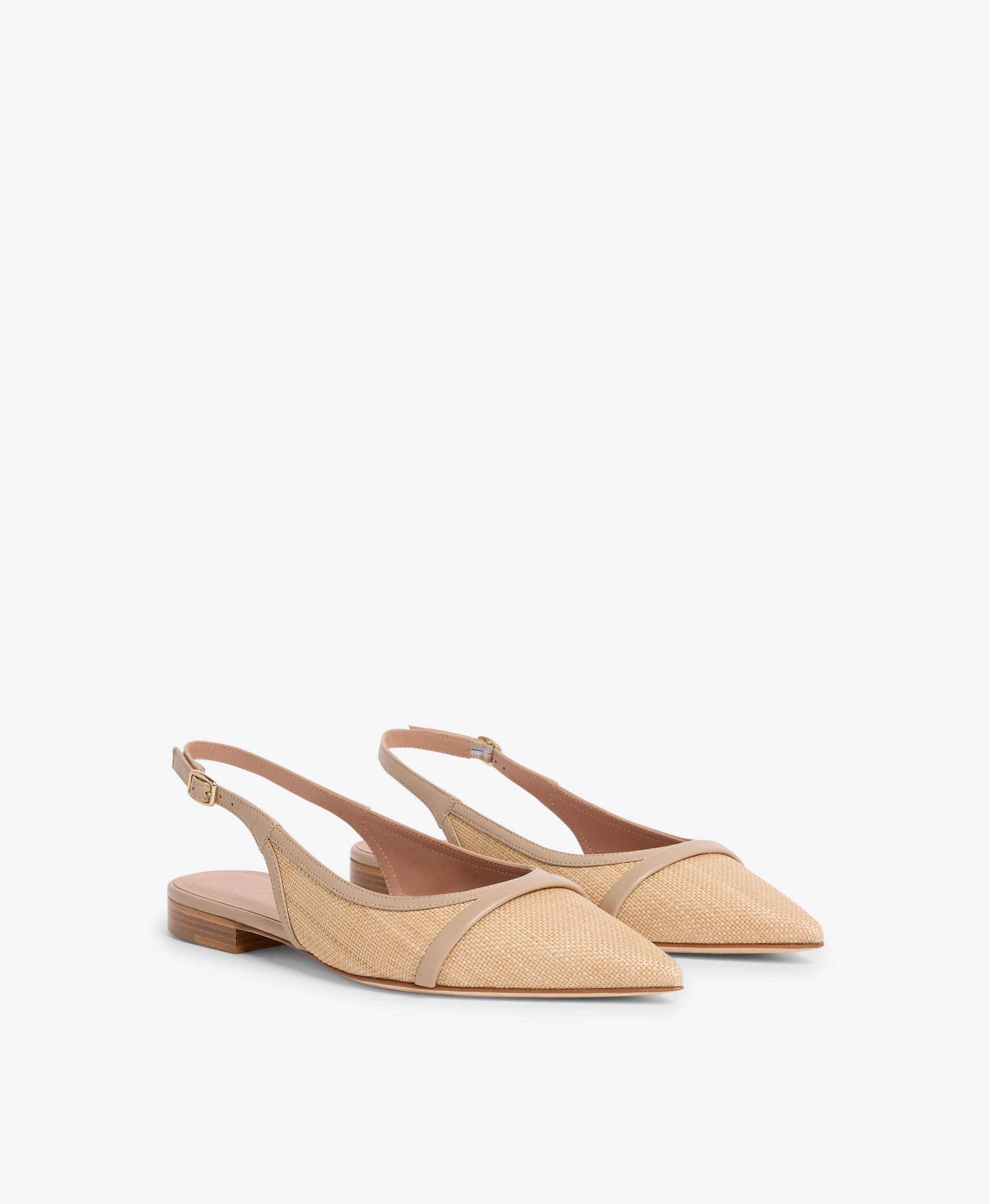 Jama Beige Raffia Flat Slingbacks