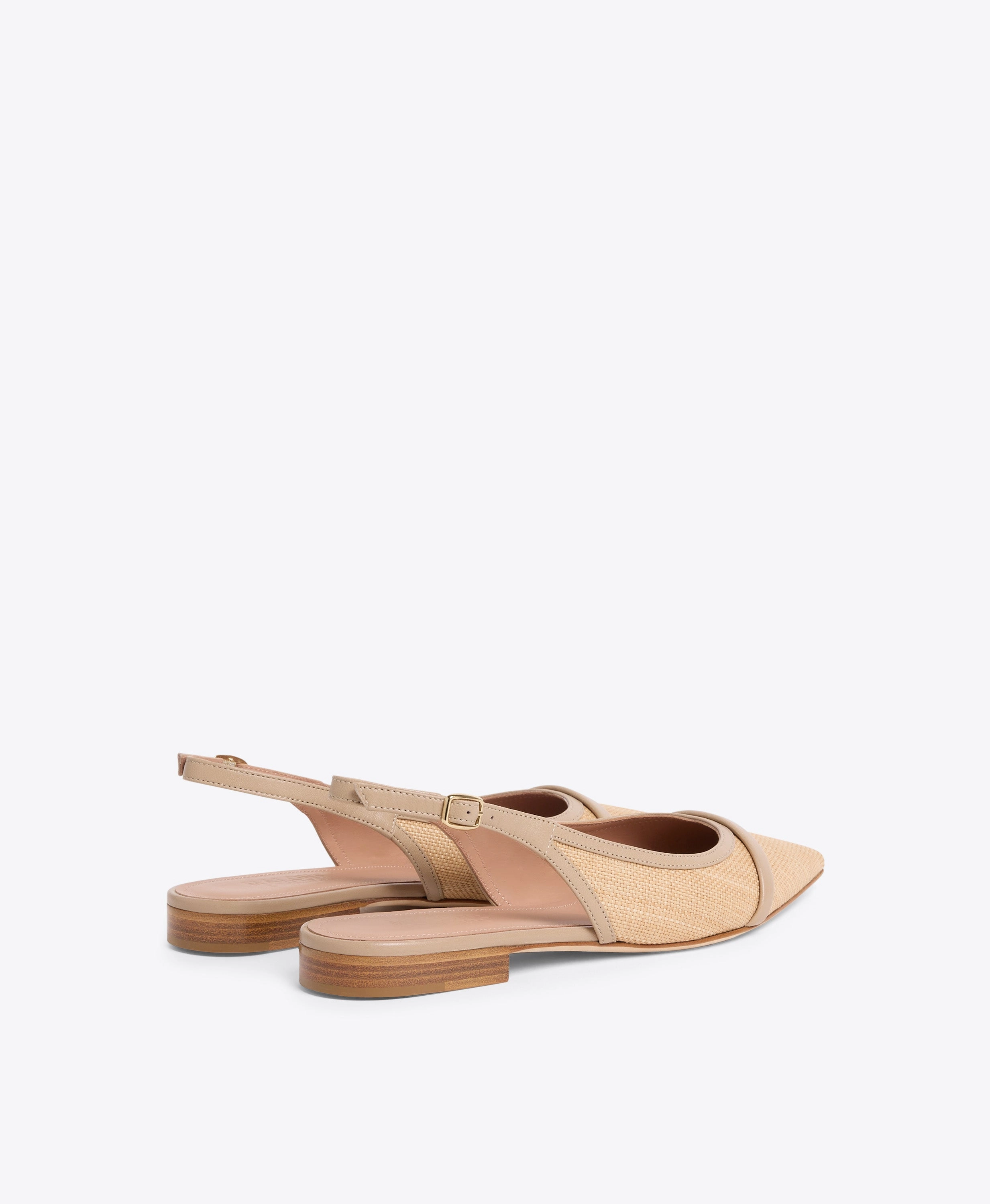 Jama Beige Raffia Flat Slingbacks