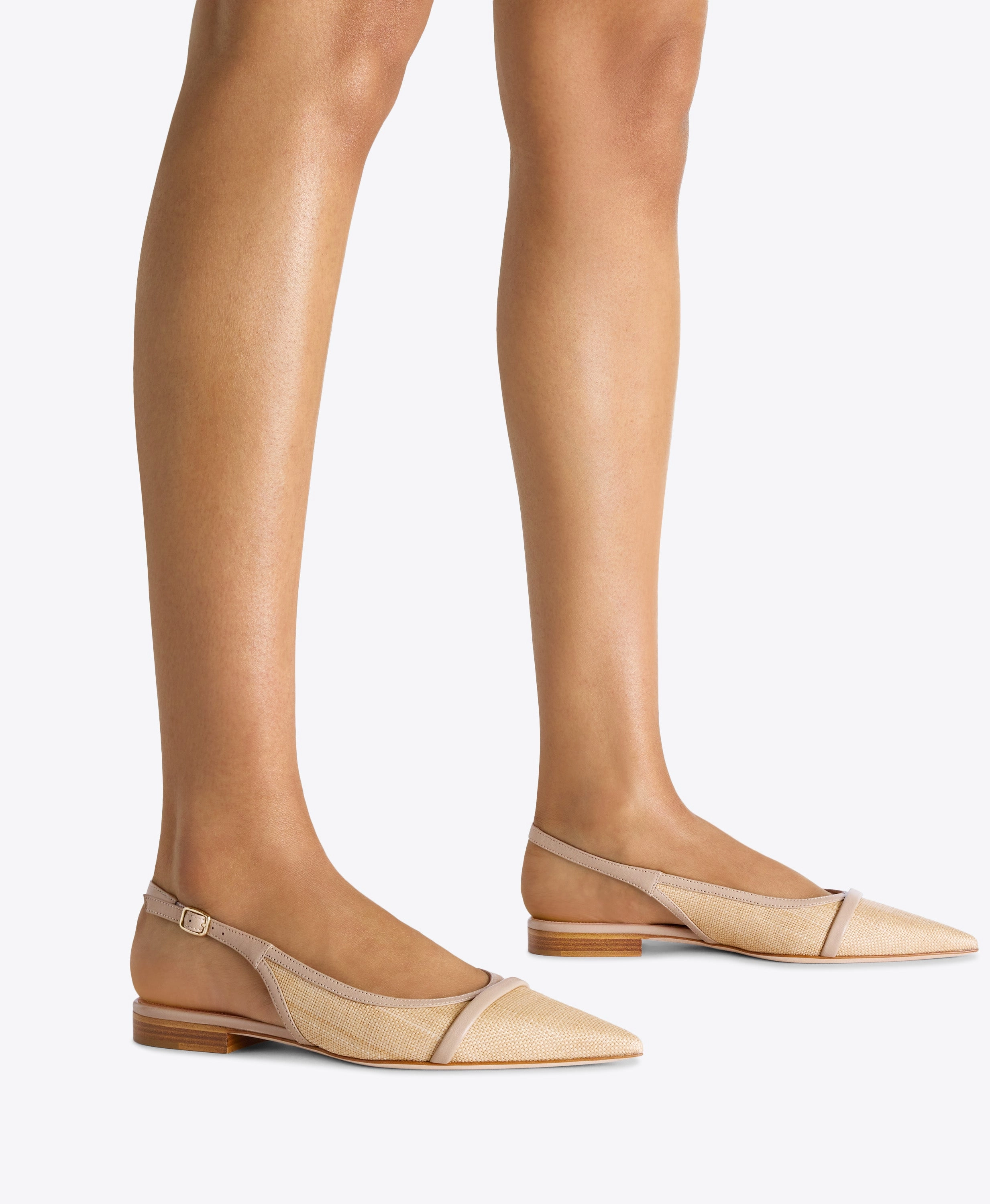 Jama Beige Raffia Flat Slingbacks