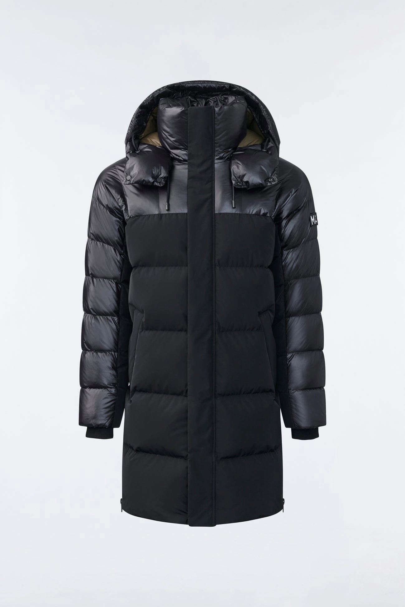 Kazuya Mixed-media Down Coat With Hood Black