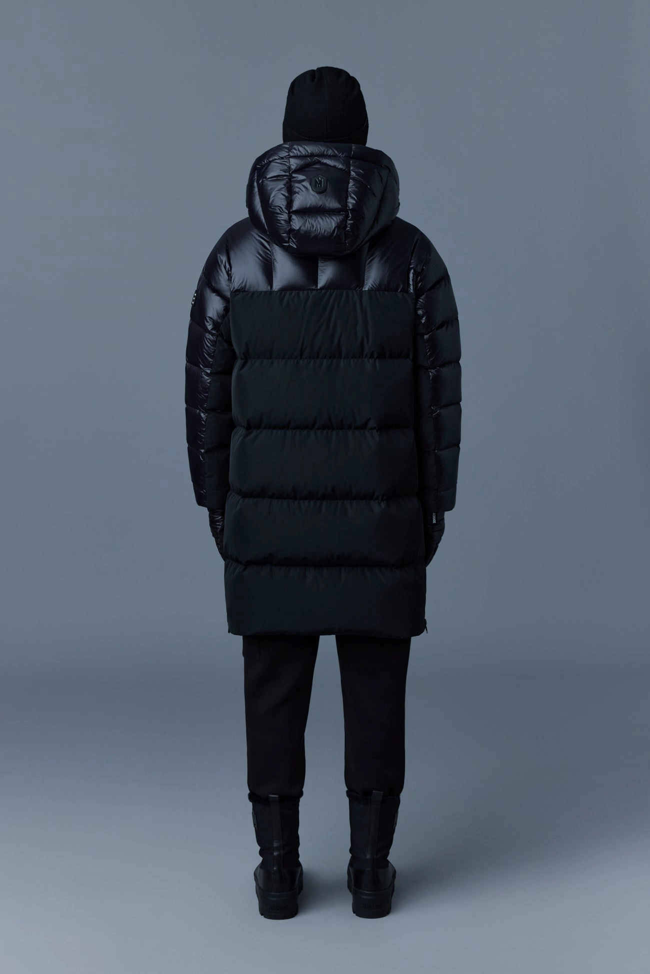 Kazuya Mixed-media Down Coat With Hood Black