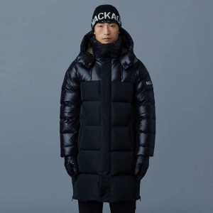 Kazuya Mixed-media Down Coat With Hood Black