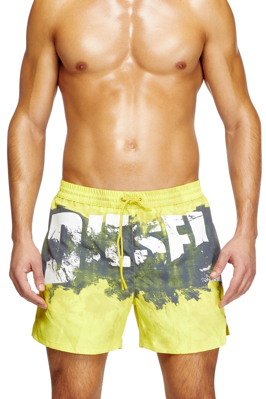 Ken-37-D-Pop Mid-length swim shorts with graphic print Yellow