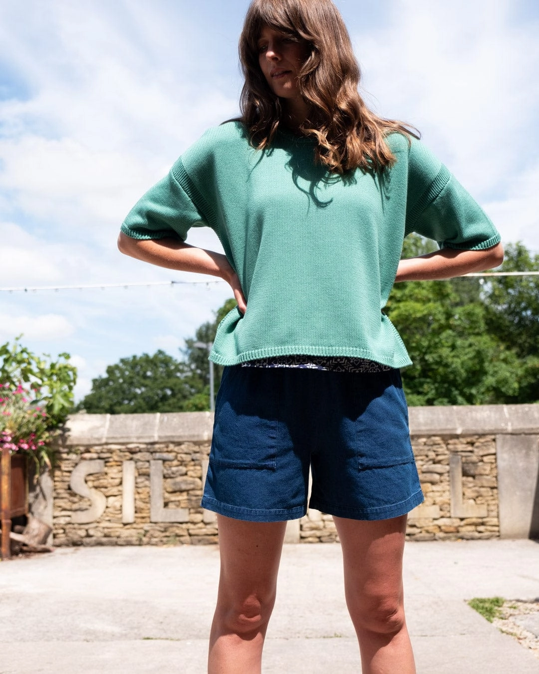 Lisa Women's Cotton Boxy Knitted Top | Mint