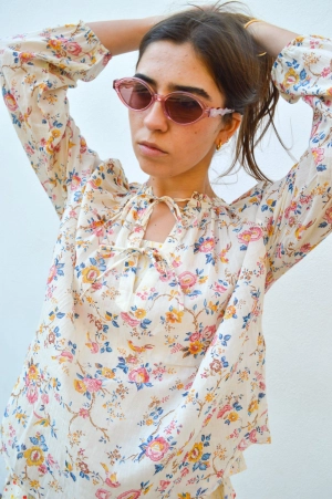 Louise Misha Nicoliana Cream Retro Garden Blouse