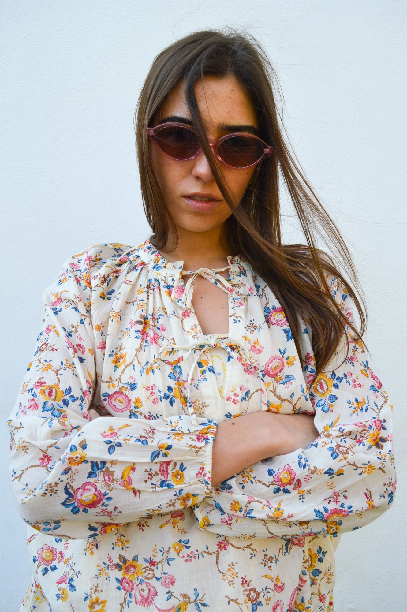 Louise Misha Nicoliana Cream Retro Garden Blouse