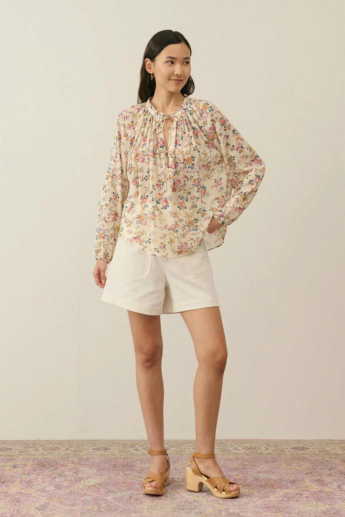 Louise Misha Nicoliana Cream Retro Garden Blouse