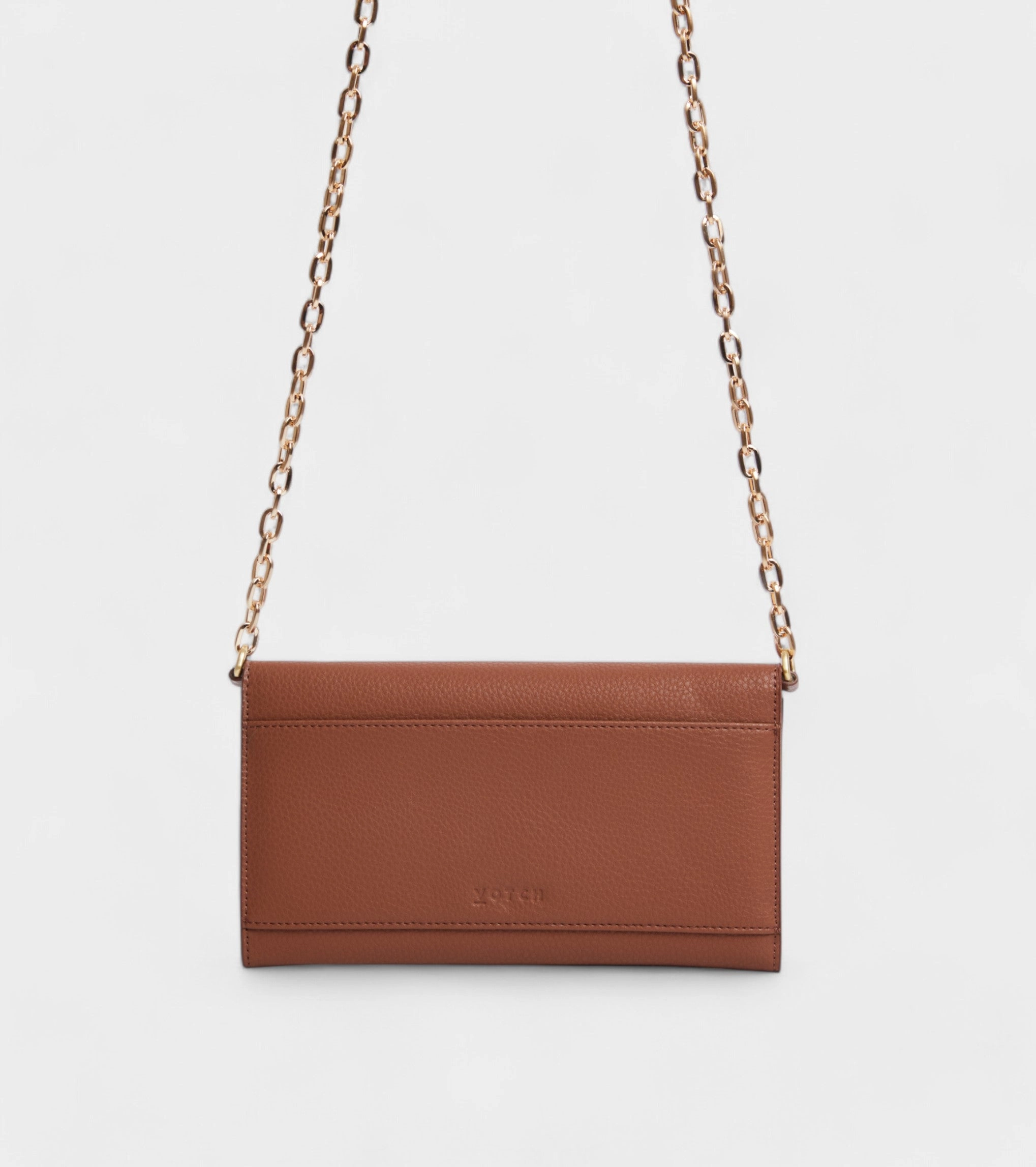 Luella Vegan Bio-Based Bamboo Leather Chain Purse | Brown