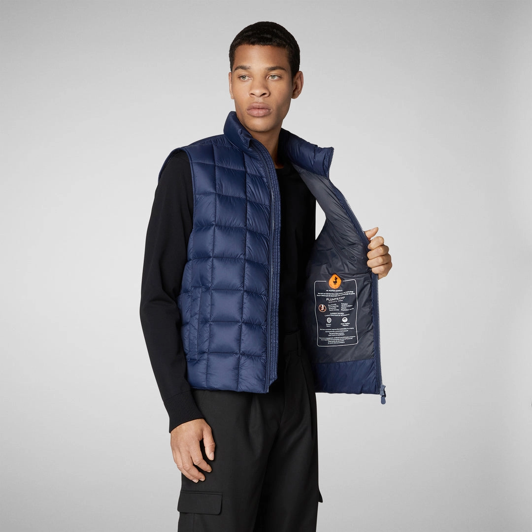 MEN'S OSWALD PUFFER VEST WITH STANDING COLLAR IN NAVY BLUE