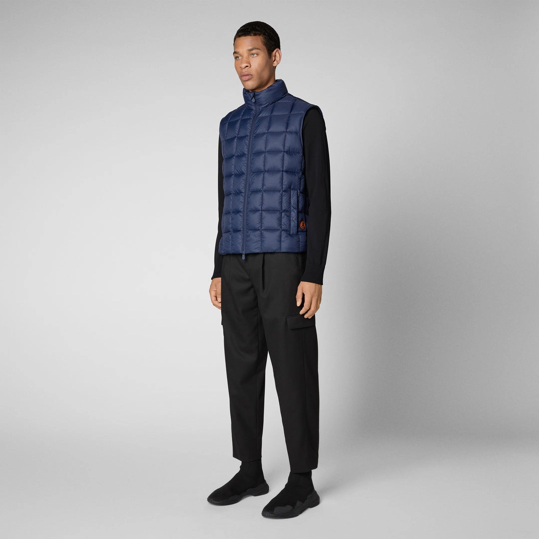 MEN'S OSWALD PUFFER VEST WITH STANDING COLLAR IN NAVY BLUE
