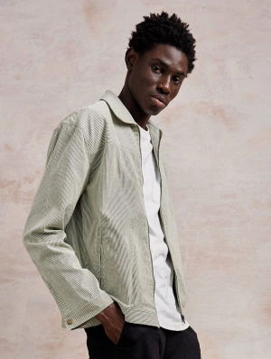 Myles Men's Organic Cotton Jacket | Green Stripe