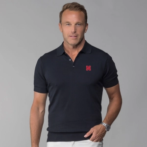Nebraska Maranello Cotton & Silk Three Button Polo Black