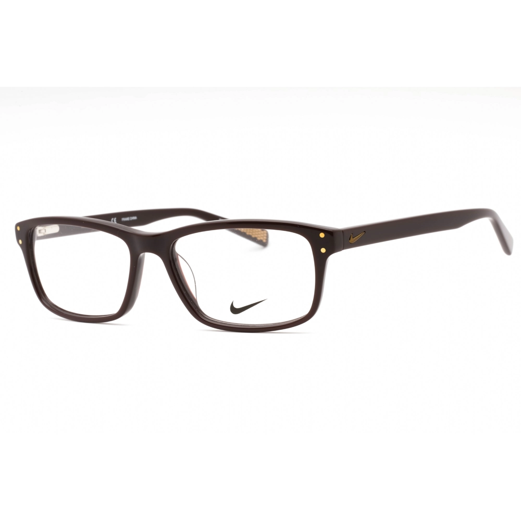 Nike Men's Eyeglasses - Brown Plastic Rectangular Full Rim Frame | NIKE 7245 243