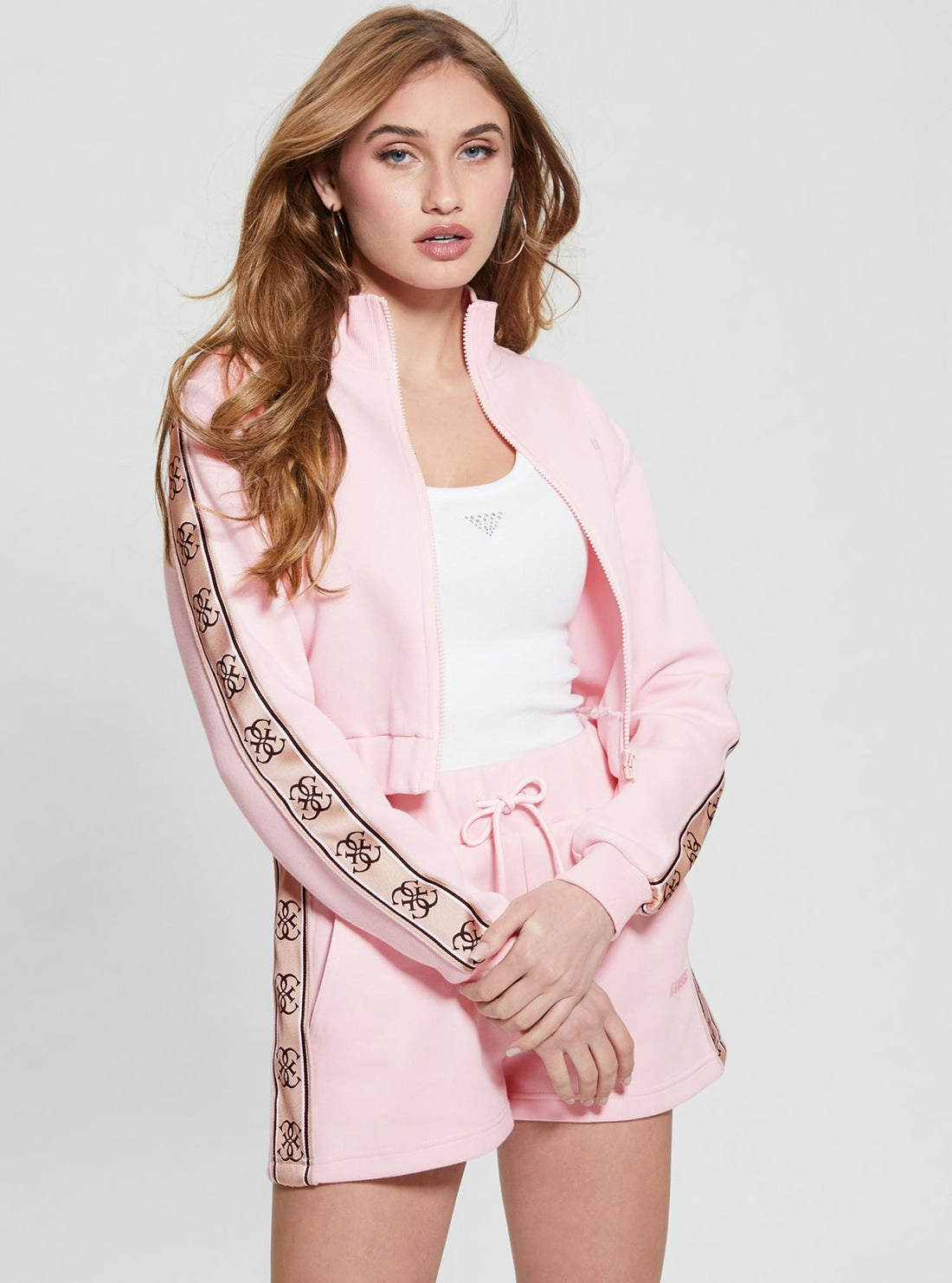 Pink Britney Cropped Zipped Jacket