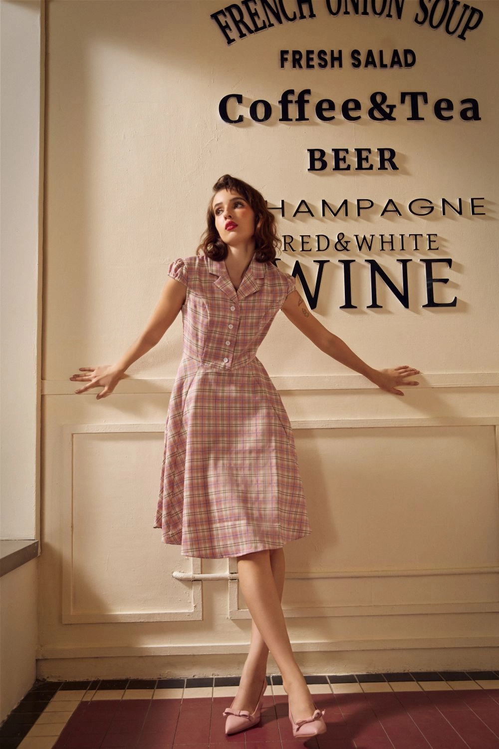 Pink Plaid Swing Dress