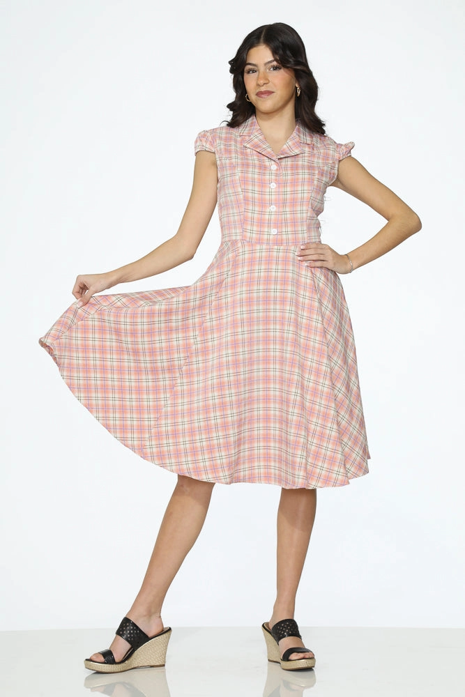 Pink Plaid Swing Dress