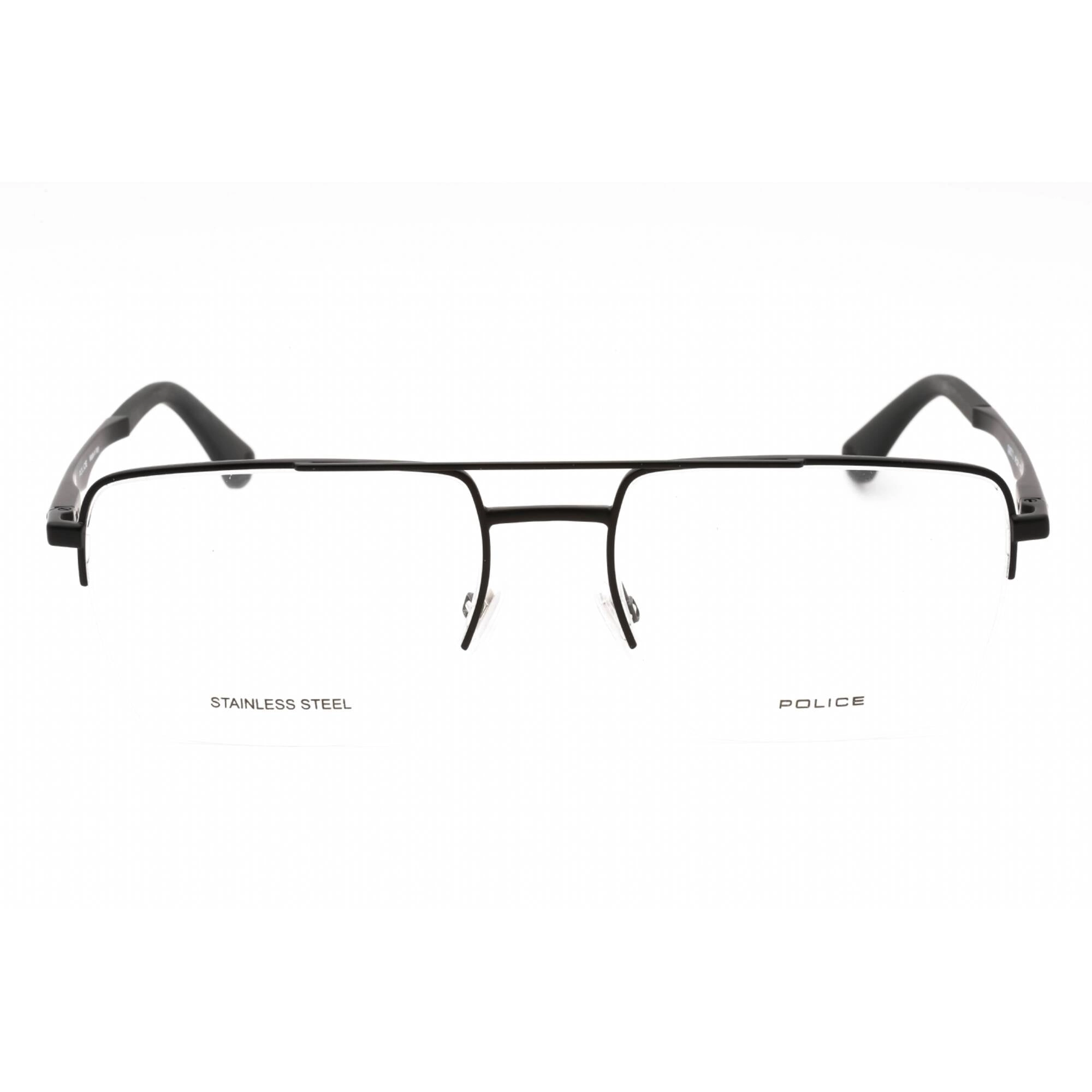 Police Men's Eyeglasses - Semi Matte Black Metal Square Full Rim Frame | VPLG71M 0531