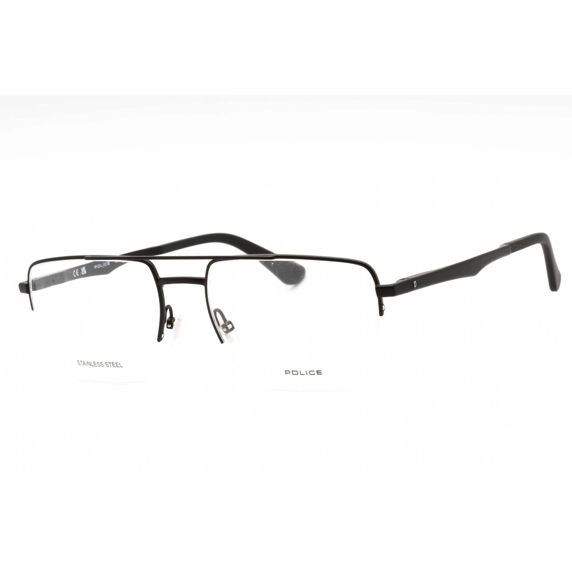 Police Men's Eyeglasses - Semi Matte Black Metal Square Full Rim Frame | VPLG71M 0531