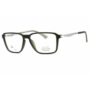 Police Men's Eyeglasses - Semi Matte Dark Green Full Rim Square Frame | VPLF05M 0B81