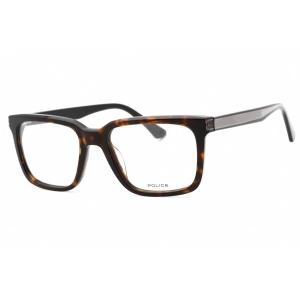 Police Men's Eyeglasses - Shiny Dark Havana Acetate Rectangular Frame | VPLF03N 0722