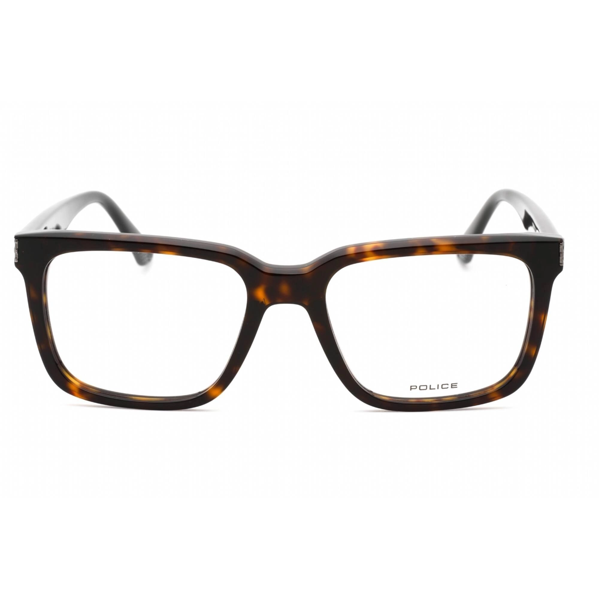 Police Men's Eyeglasses - Shiny Dark Havana Acetate Rectangular Frame | VPLF03N 0722