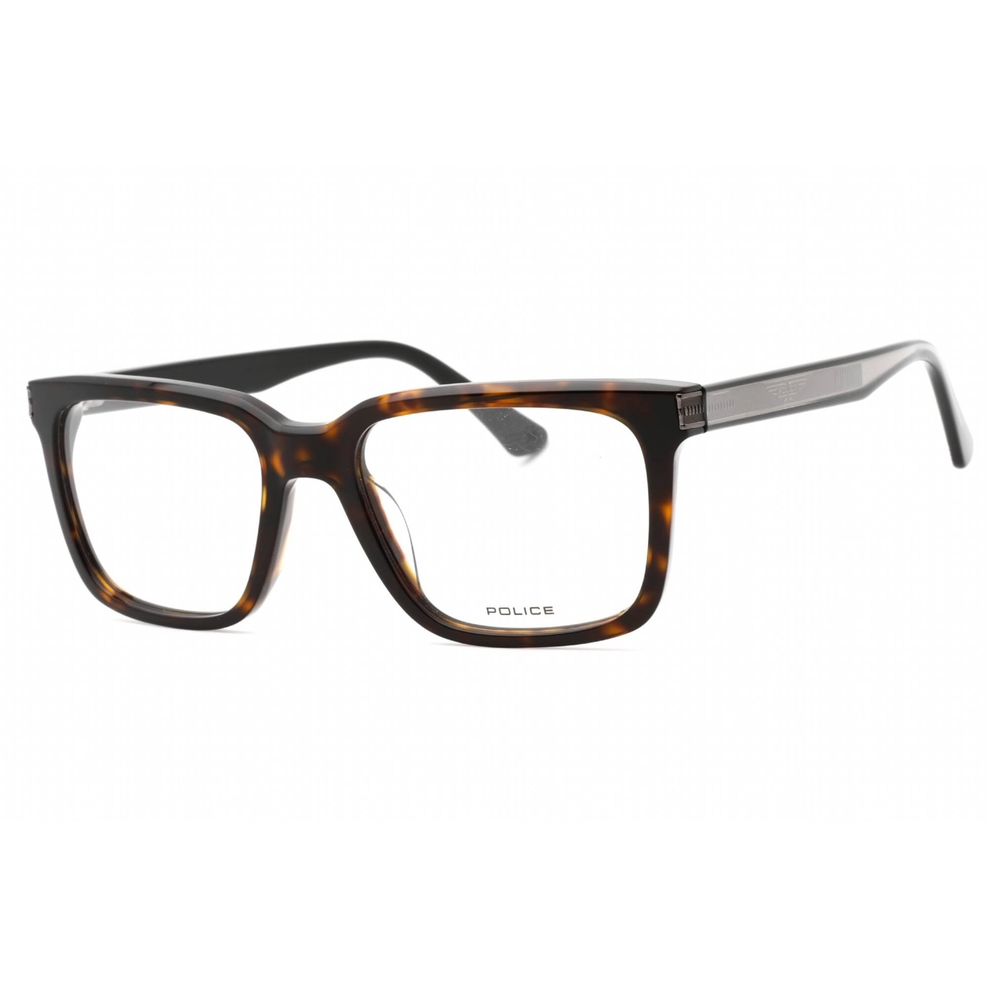 Police Men's Eyeglasses - Shiny Dark Havana Acetate Rectangular Frame | VPLF03N 0722