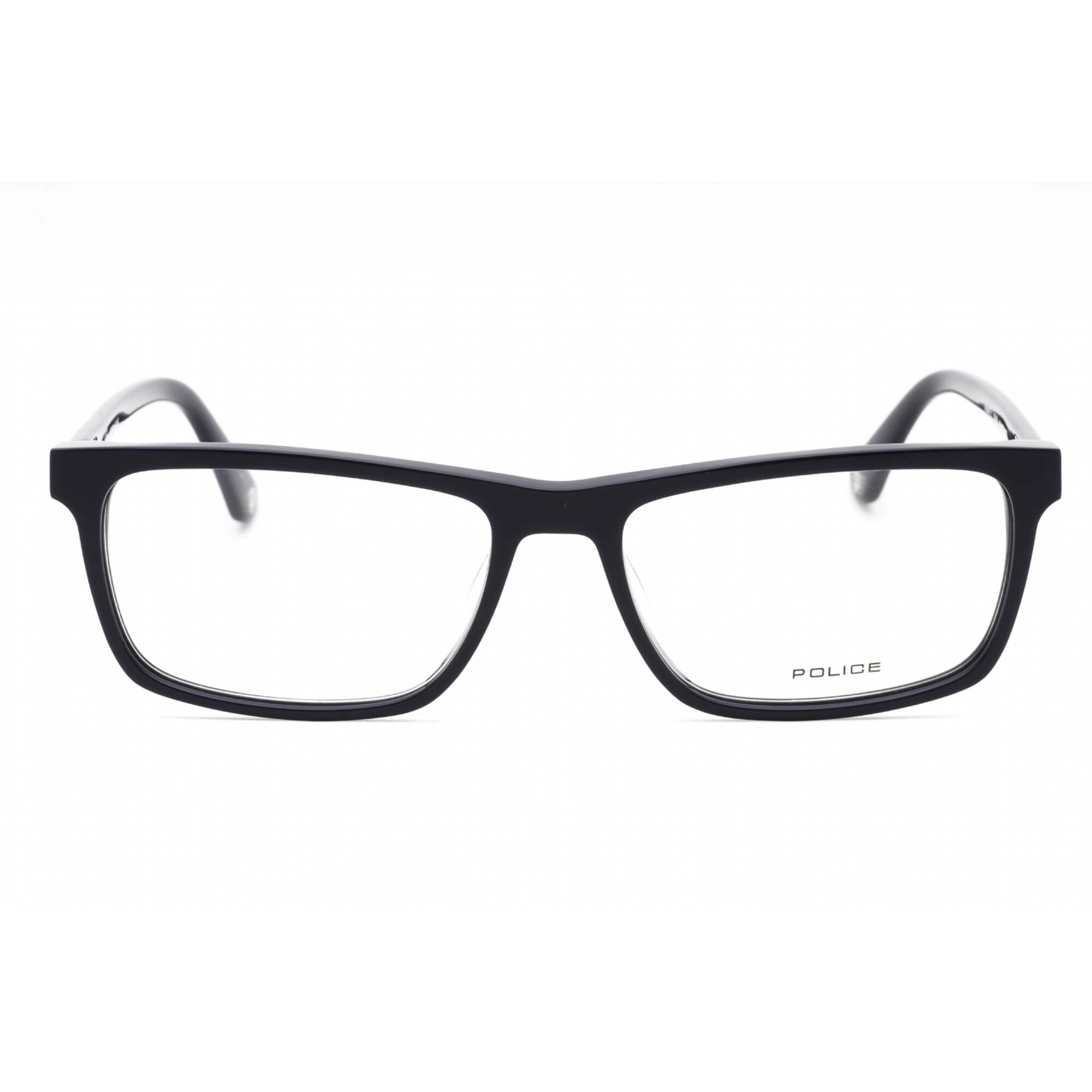 Police Men's Eyeglasses - Shiny Full Blue Acetate Rectangular Frame | VPLB56 0D82
