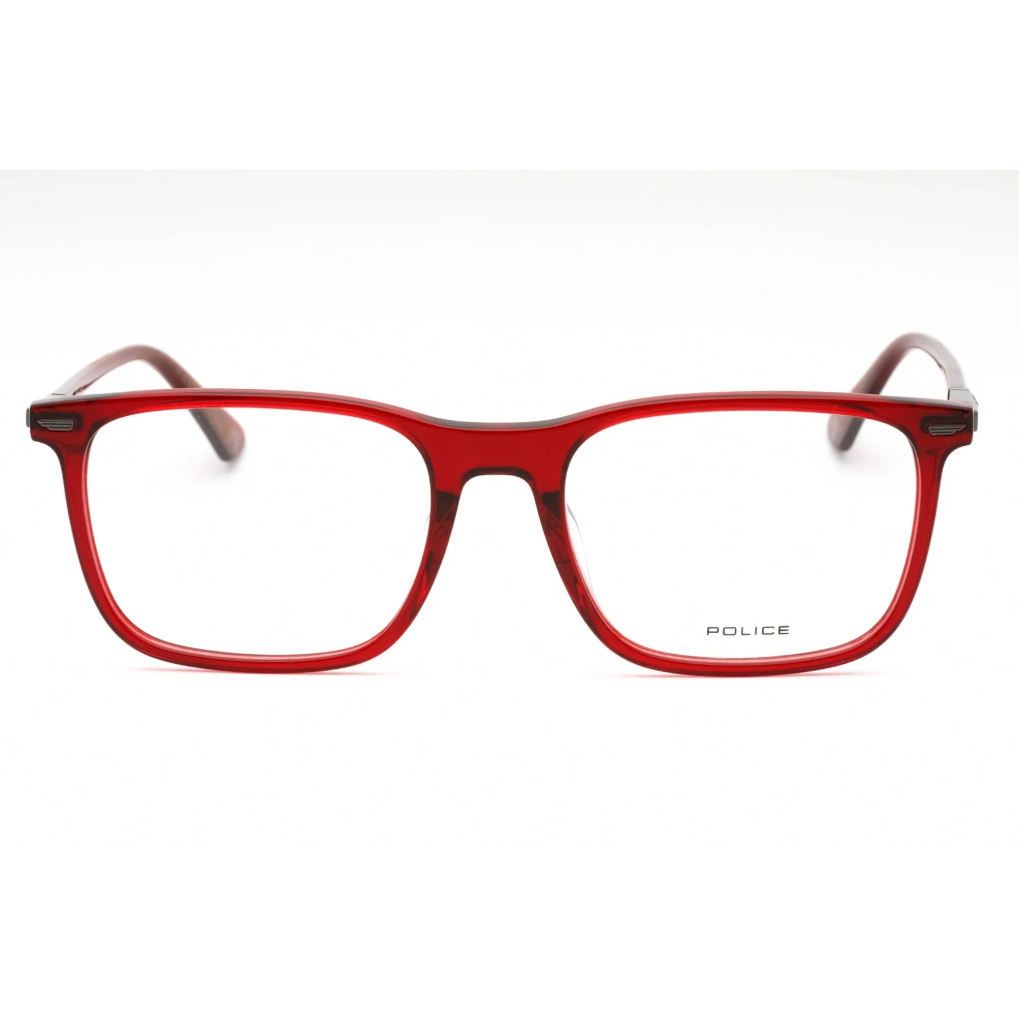 Police Men's Eyeglasses - Transparent Burgundy Plastic Full Rim Frame | VPLF80 0954