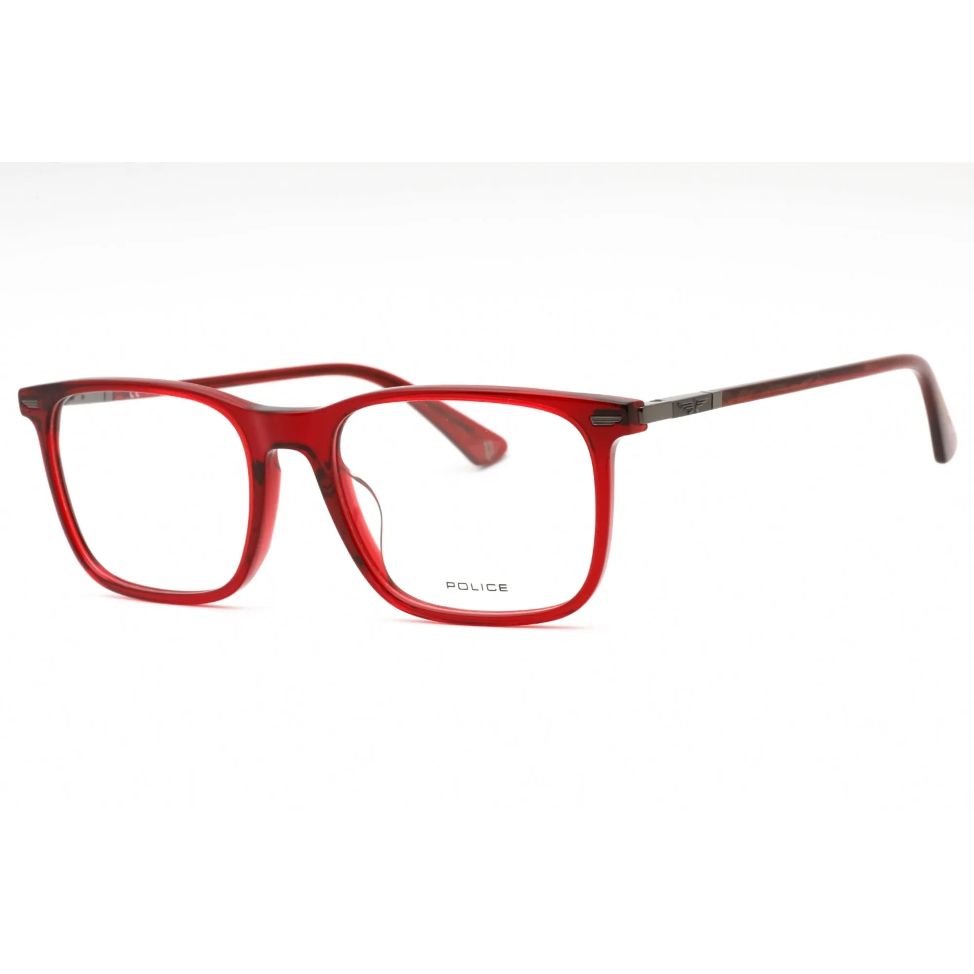 Police Men's Eyeglasses - Transparent Burgundy Plastic Full Rim Frame | VPLF80 0954