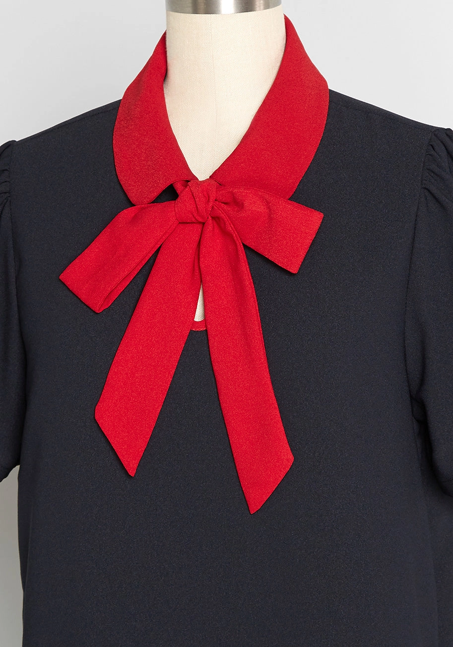 Positive First Impressions Tie-Neck Blouse