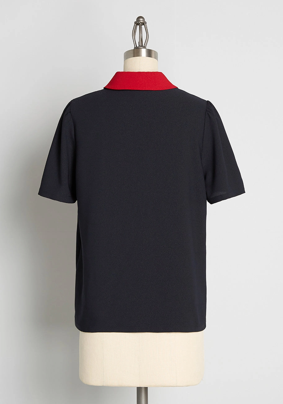 Positive First Impressions Tie-Neck Blouse