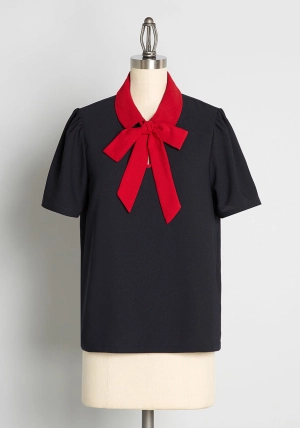 Positive First Impressions Tie-Neck Blouse