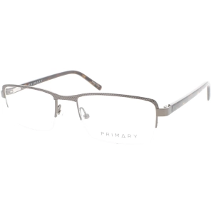 Primary Men's Eyeglasses - Demo Lens Metal Half Rim Rectangular Frame | 1005 GUNMETAL
