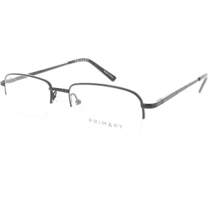 Primary Men's Eyeglasses - Demo Lens Metal Rectangular Half Rim Frame | 1086 BLACK