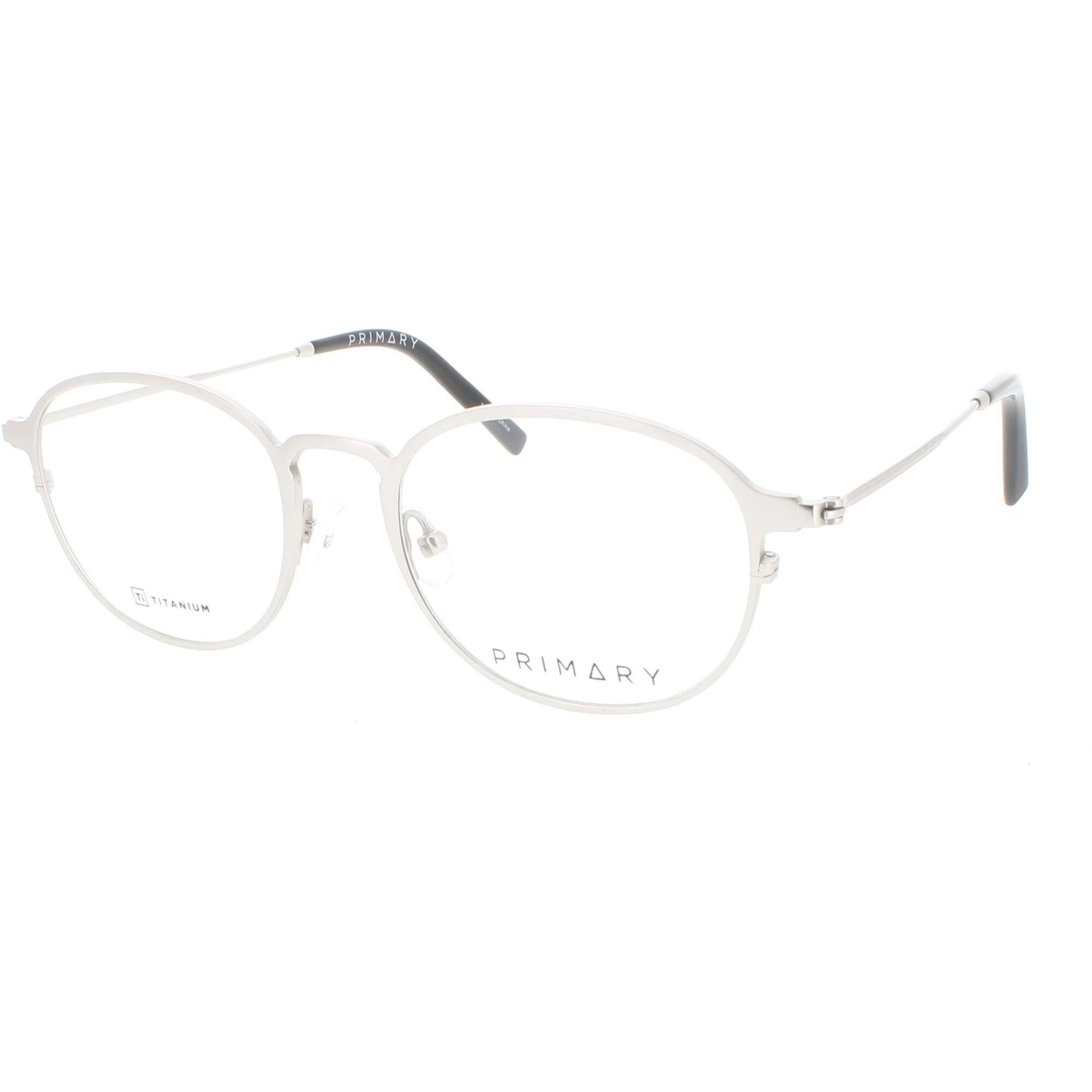 Primary Men's Eyeglasses - Demo Lens Titanium Oval Full Rim Frame | Pt110 Gunmetal