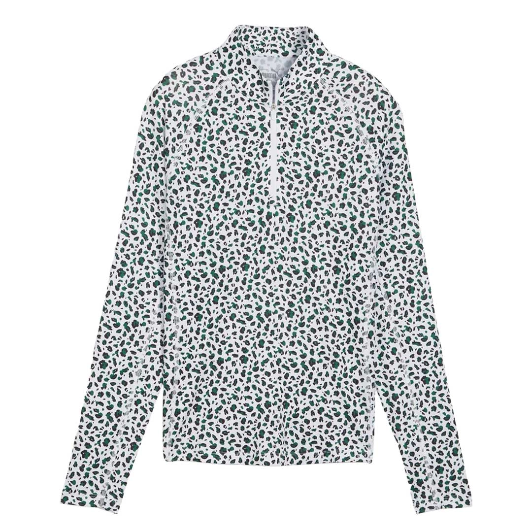 Puma - Women's You-V Leopard Quarter-Zip Golf Sweater (623929 01)