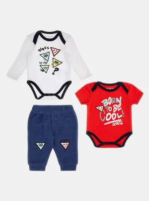 Red White Short Sleeve Long Sleeve Pants Set (0-12M)