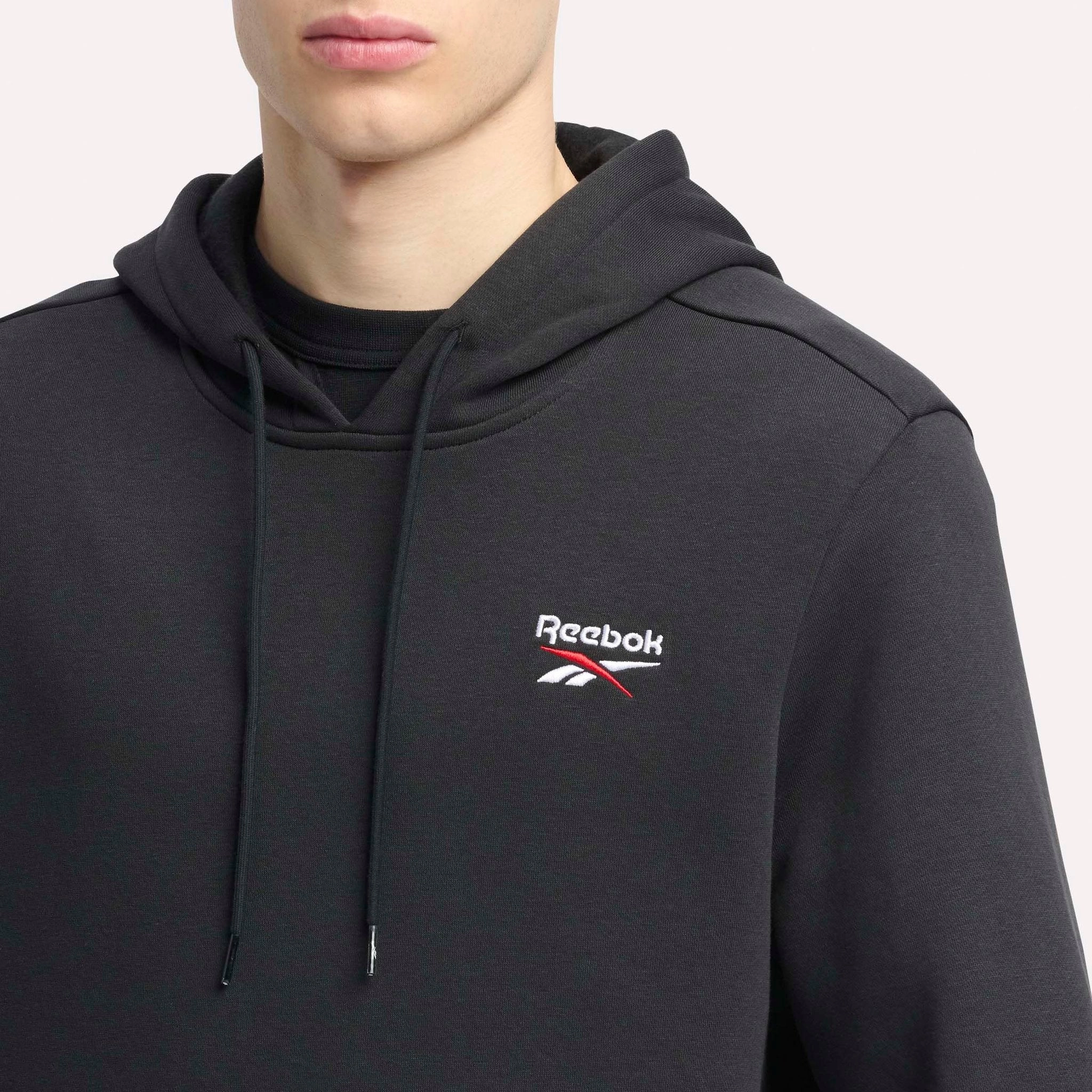 REEBOK MEN'S IDENTITY SMALL LOGO BLACK HOODIE
