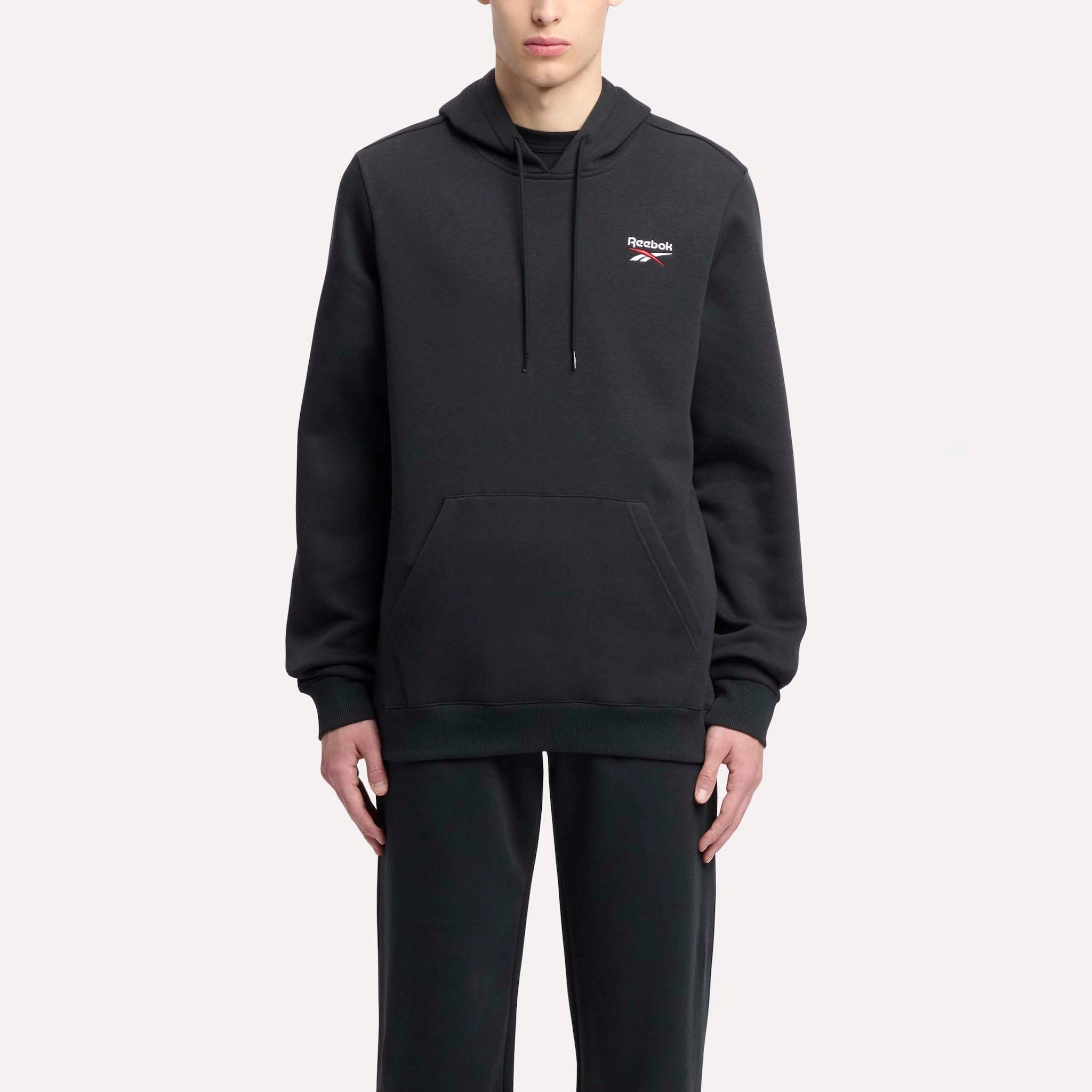 REEBOK MEN'S IDENTITY SMALL LOGO BLACK HOODIE