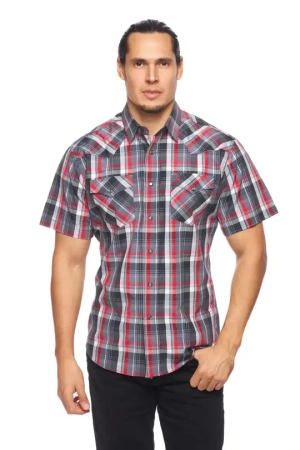 RODEO CLOTHING MEN'S PLAID SHORT SLEEVE SNAP PS400S-402