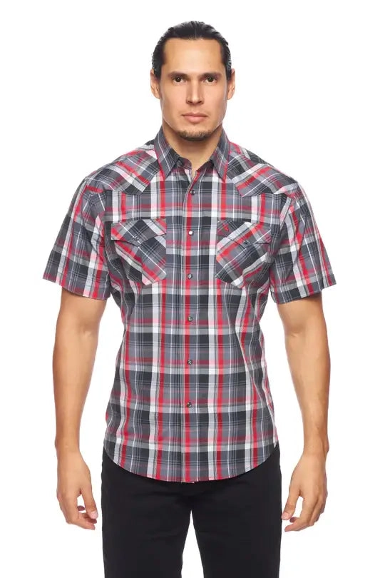 RODEO CLOTHING MEN'S PLAID SHORT SLEEVE SNAP PS400s-477