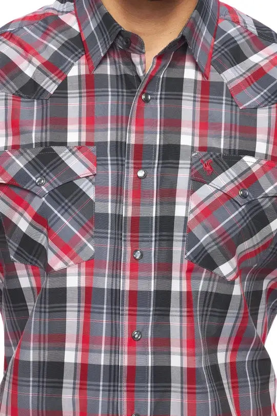RODEO CLOTHING MEN'S PLAID SHORT SLEEVE SNAP PS400s-477