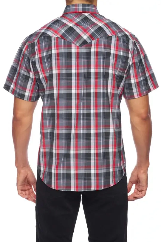 RODEO CLOTHING MEN'S PLAID SHORT SLEEVE SNAP PS400s-477