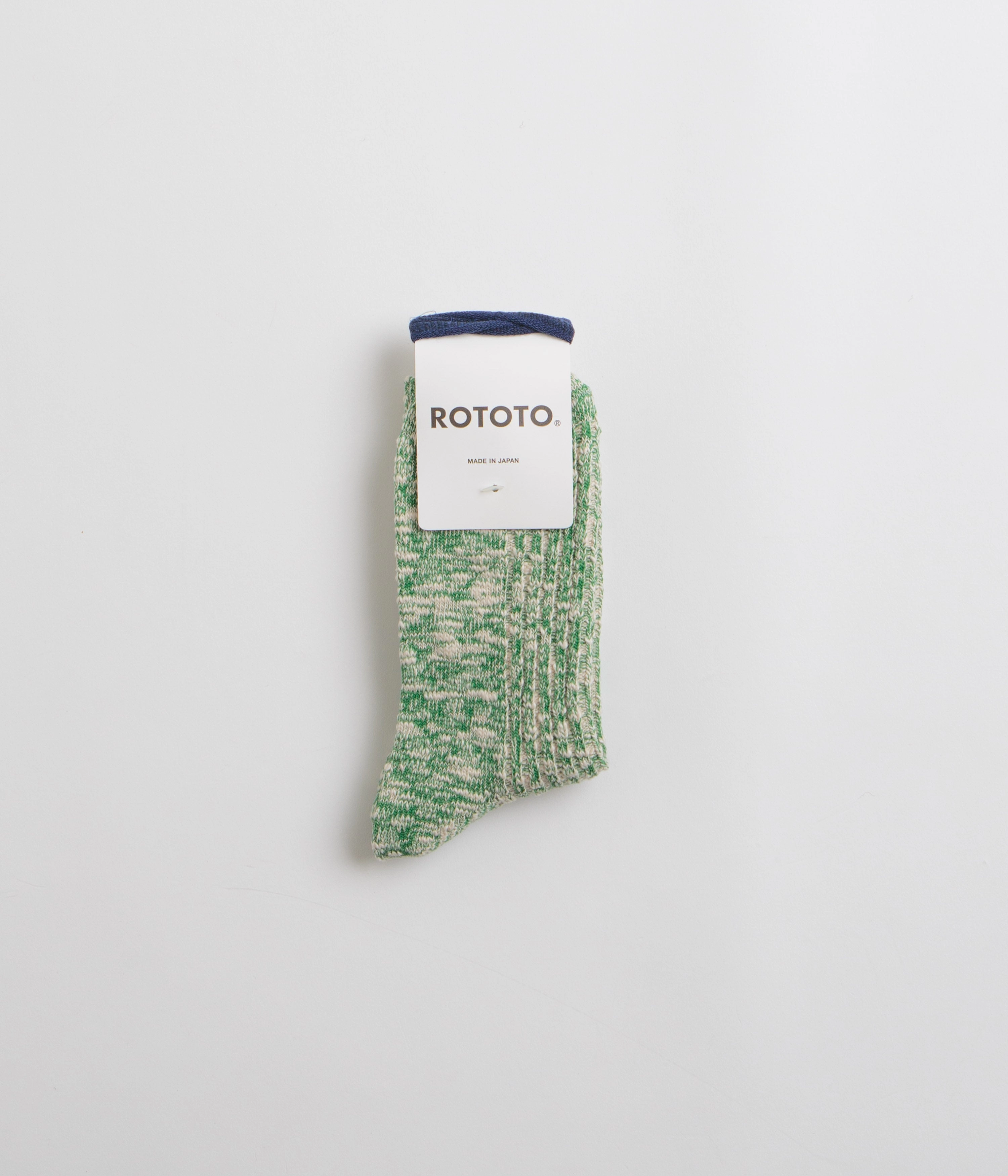 RoToTo OG Cotton Slub Stripe Socks - Green