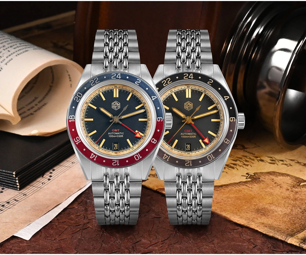 San Martin Vintage Style NH34 GMT Men Watch SN0116G-V6
