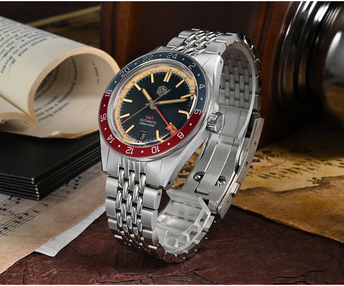San Martin Vintage Style NH34 GMT Men Watch SN0116G-V6