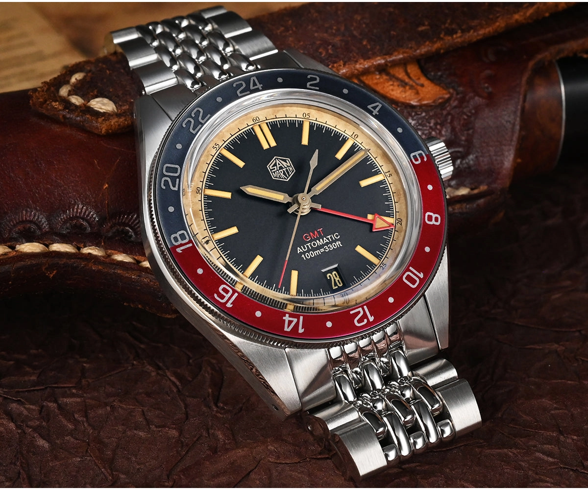 San Martin Vintage Style NH34 GMT Men Watch SN0116G-V6
